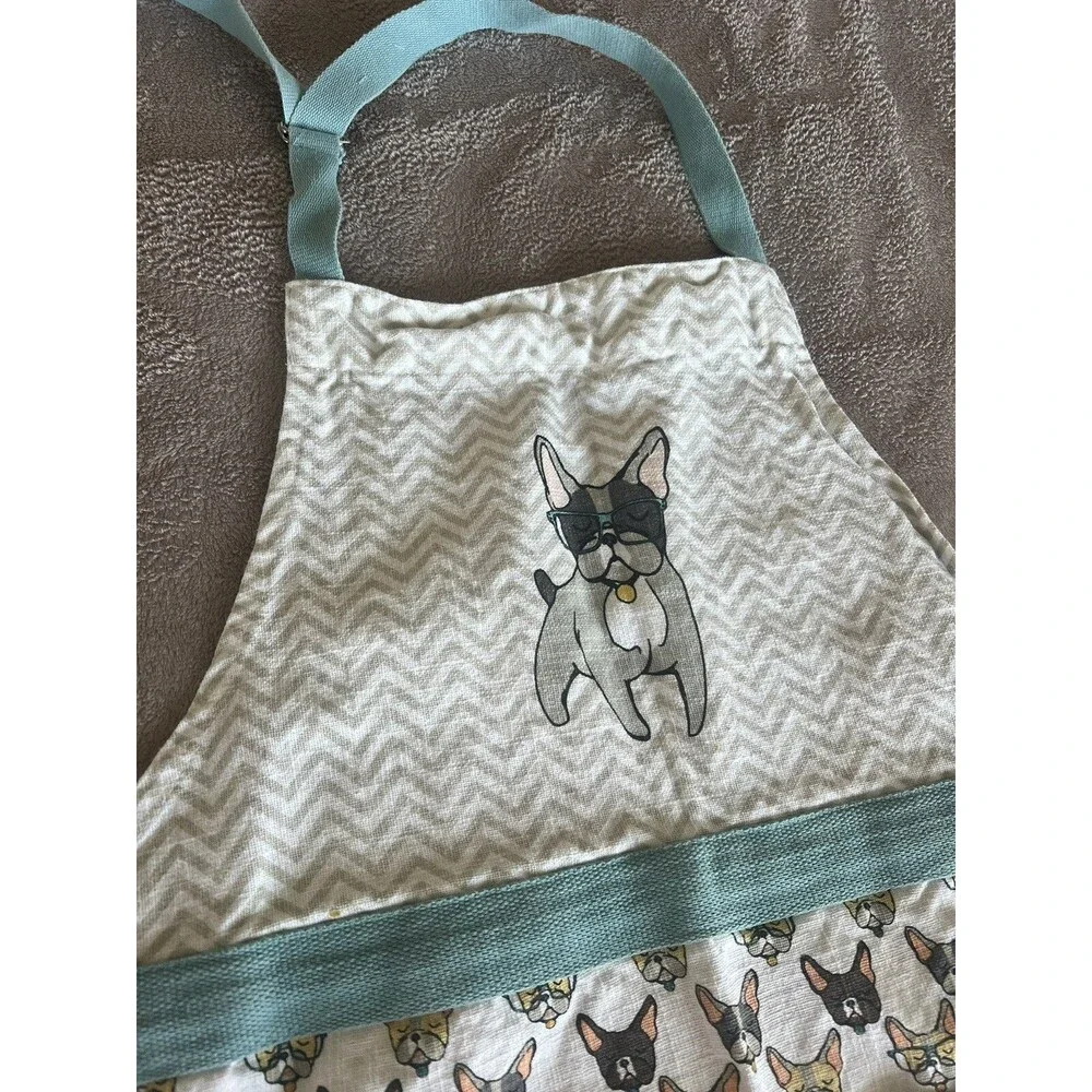 Envogue French Bulldog Apron Whimsical Frenchie Chevron One Size O1